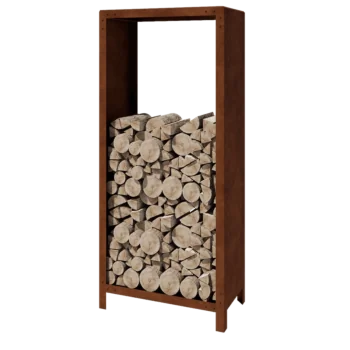Suport pentru lemne din oțel corten - Indiana - 80 x 40 x 180 cm