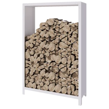 Suport pentru lemne din oțel - Indiana - 120 x 40 x 180 cm - RAL9010 mat (alb)