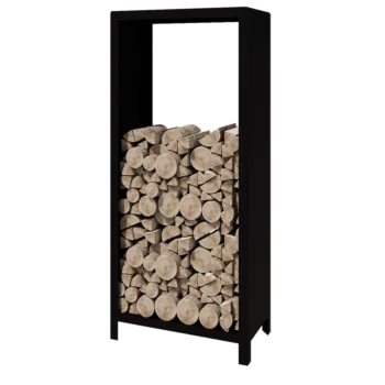 Suport pentru lemne din oțel - Indiana - 80 x 40 x 180 cm - RAL9005 mat (negru)