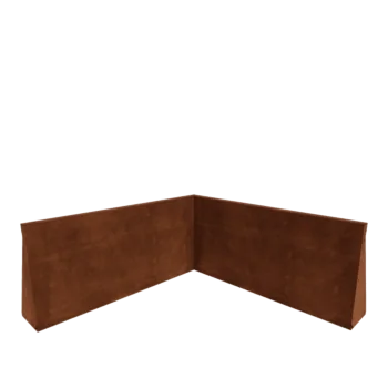 Zid de sprijin din oțel corten - Colț interior - 100 x 100 x 50 cm