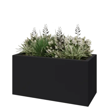 Jardinieră din fibră de sticlă - Dreptunghi - 120 x 50 x 40 cm - RAL7021 mat (gri negru) - Cu fund