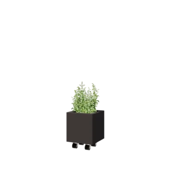 Jardinieră din oțel - Pătrat - 30 x 30 x 30 cm - Altă culoare RAL - Cu placă de bază - Cu roți
