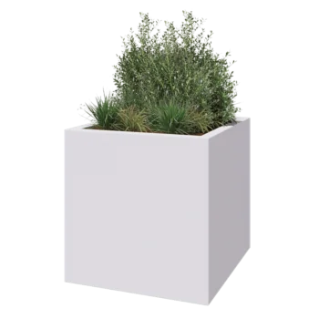 Jardinieră din fibră de sticlă - Pătrat - 120 x 120 x 120 cm - RAL9010 mat (alb) - Cu fund
