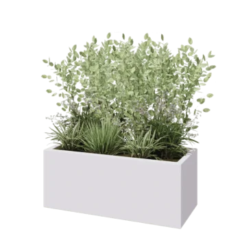 Jardinieră din fibră de sticlă - Dreptunghi - 100 x 40 x 40 cm - RAL9010 mat (alb) - Cu fund