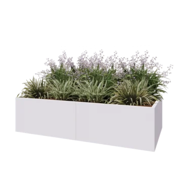 Jardinieră XXL din oțel - Dreptunghiular - 200 x 100 x 50 cm - RAL9010 mat (alb) - Cu placă de bază
