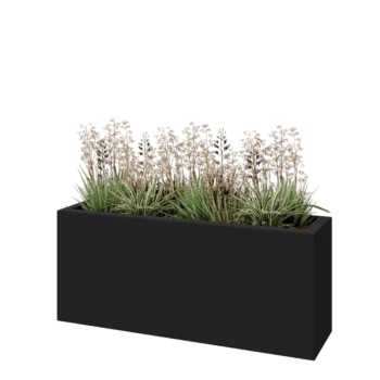 Jardinieră din fibră de sticlă - Dreptunghi - 120 x 30 x 50 cm - RAL7021 mat (gri negru) - Cu fund