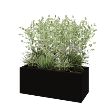 Jardinieră din fibră de sticlă - Dreptunghi - 100 x 40 x 40 cm - RAL9005 mat (negru) - Cu fund