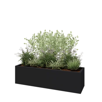 Jardinieră din fibră de sticlă - Dreptunghi - 150 x 40 x 40 cm - RAL7021 mat (gri negru) - Cu fund