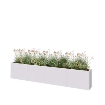 Jardinieră XXL din oțel - Dreptunghiular - 320 x 30 x 60 cm - RAL9010 mat (alb) - Cu placă de bază