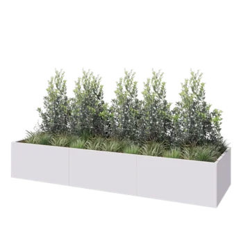 Jardinieră XXL din oțel - Dreptunghiular - 360 x 100 x 60 cm - RAL9010 mat (alb) - Cu placă de bază
