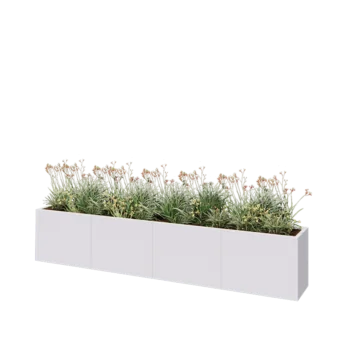 Jardinieră XXL din oțel - Dreptunghiular - 320 x 40 x 60 cm - RAL9010 mat (alb) - Fără placă de bază