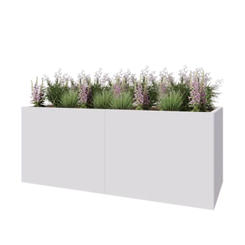 Jardinieră XXL din oțel - Dreptunghiular - 200 x 80 x 80 cm - RAL9010 mat (alb) - Cu placă de bază