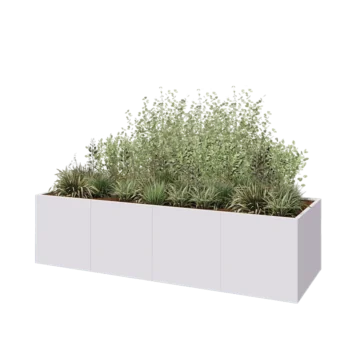 Jardinieră XXL din oțel - Dreptunghiular - 320 x 100 x 80 cm - RAL9010 mat (alb) - Fără placă de bază
