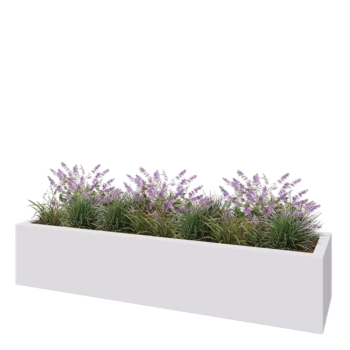 Jardinieră din fibră de sticlă - Dreptunghi - 200 x 50 x 40 cm - RAL9010 mat (alb) - Cu fund
