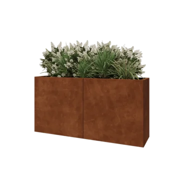 Jardinieră XXL din oțel corten - Dreptunghiular - 160 x 40 x 80 cm - Cu placă de bază