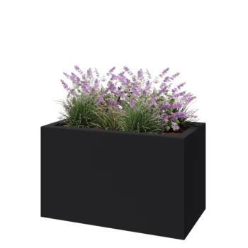 Jardinieră din fibră de sticlă - Dreptunghi - 100 x 50 x 60 cm - RAL7021 mat (gri negru) - Cu fund