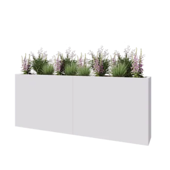 Jardinieră XXL din oțel - Dreptunghiular - 200 x 30 x 80 cm - RAL9010 mat (alb) - Cu placă de bază