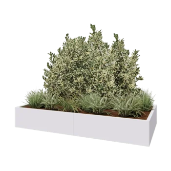 Jardinieră XXL din oțel - Dreptunghiular - 200 x 100 x 30 cm - RAL9010 mat (alb) - Cu placă de bază
