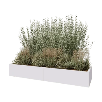Jardinieră XXL din oțel - Dreptunghiular - 200 x 60 x 30 cm - RAL9010 mat (alb) - Fără placă de bază