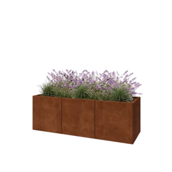 Jardinieră XXL din oțel corten - Dreptunghiular - 150 x 50 x 50 cm - Cu placă de bază