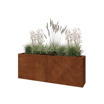 Jardinieră XXL din oțel corten - Dreptunghiular - 160 x 30 x 60 cm - Cu placă de bază