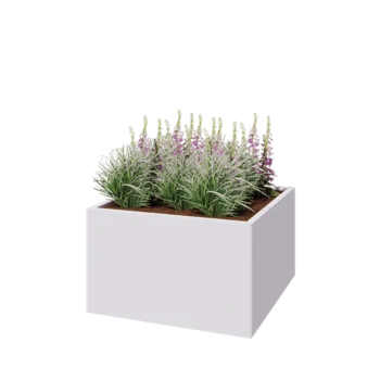 Jardinieră din oțel - Pătrat - 100 x 100 x 60 cm - RAL9010 mat (alb) - Fără placă de bază