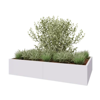 Jardinieră XXL din oțel - Dreptunghiular - 200 x 120 x 40 cm - RAL9010 mat (alb) - Fără placă de bază