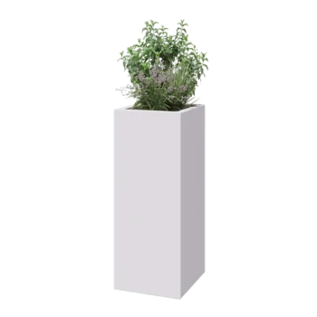 Jardinieră din fibră de sticlă - Pătrat - 40 x 40 x 100 cm - RAL9010 mat (alb) - Cu fund