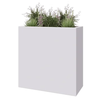 Jardinieră din fibră de sticlă - Dreptunghi - 100 x 40 x 100 cm - RAL9010 mat (alb) - Cu fund
