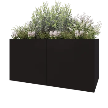 Jardinieră XXL din oțel - Dreptunghiular - 200 x 100 x 100 cm - RAL9005 mat (negru) - Cu placă de bază