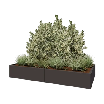 Jardinieră XXL din oțel - Dreptunghiular - 200 x 100 x 30 cm - RAL7016 mat (gri antracit) - Cu placă de bază