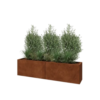 Jardinieră XXL din oțel corten - Dreptunghiular - 160 x 30 x 40 cm - Cu placă de bază