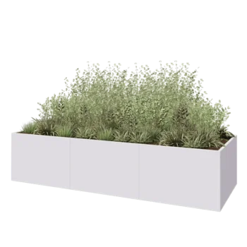 Jardinieră XXL din oțel - Dreptunghiular - 360 x 120 x 80 cm - RAL9010 mat (alb) - Cu placă de bază
