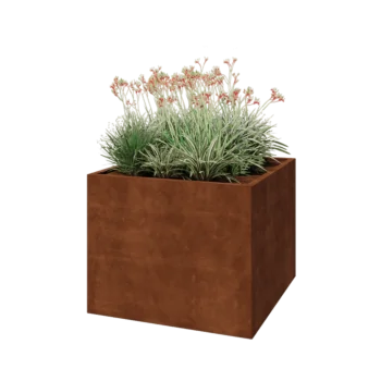 Jardinieră din oțel corten - Pătrat - 100 x 100 x 80 cm - Cu placă de bază