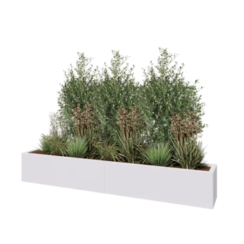 Jardinieră XXL din oțel - Dreptunghiular - 200 x 30 x 30 cm - RAL9010 mat (alb) - Cu placă de bază