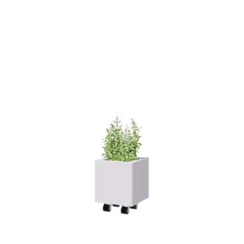 Jardinieră din oțel - Pătrat - 30 x 30 x 30 cm - RAL9010 mat (alb) - Cu placă de bază - Cu roți