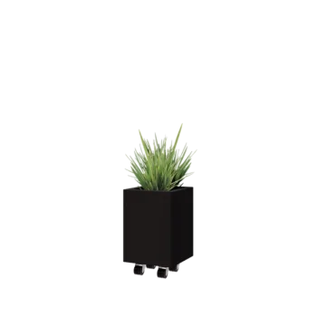 Jardinieră din oțel - Pătrat - 30 x 30 x 40 cm - RAL9005 mat (negru) - Cu placă de bază - Cu roți