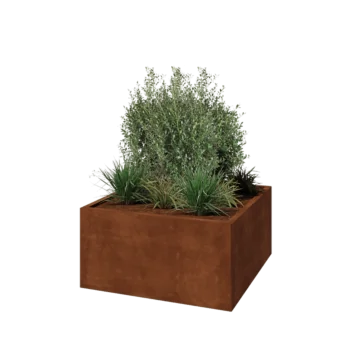 Jardinieră din oțel corten - Pătrat - 100 x 100 x 50 cm - Fără placă de bază