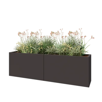 Jardinieră XXL din oțel - Dreptunghiular - 200 x 40 x 60 cm - RAL7016 mat (gri antracit) - Cu placă de bază