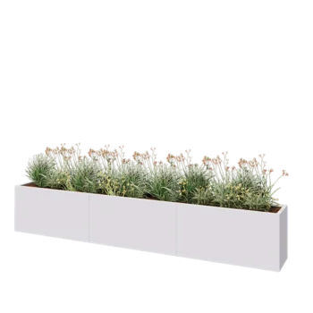 Jardinieră XXL din oțel - Dreptunghiular - 360 x 40 x 60 cm - RAL9010 mat (alb) - Cu placă de bază