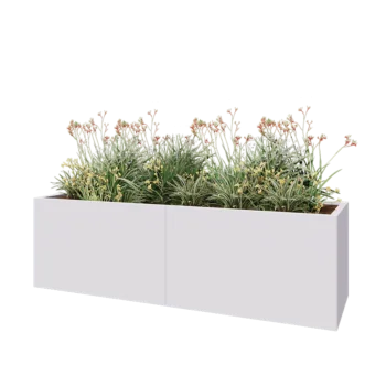 Jardinieră XXL din oțel - Dreptunghiular - 200 x 60 x 60 cm - RAL9010 mat (alb) - Cu placă de bază