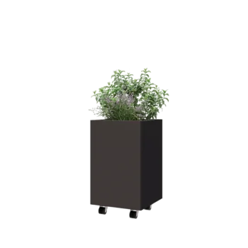Jardinieră din oțel - Pătrat - 40 x 40 x 60 cm - RAL7016 mat (gri antracit) - Cu placă de bază - Cu roți
