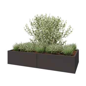 Jardinieră XXL din oțel - Dreptunghiular - 200 x 100 x 40 cm - RAL7016 mat (gri antracit) - Cu placă de bază