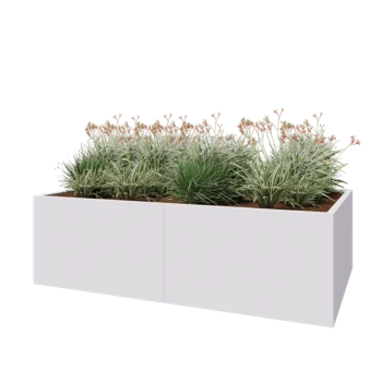 Jardinieră XXL din oțel - Dreptunghiular - 200 x 120 x 60 cm - RAL9010 mat (alb) - Cu placă de bază