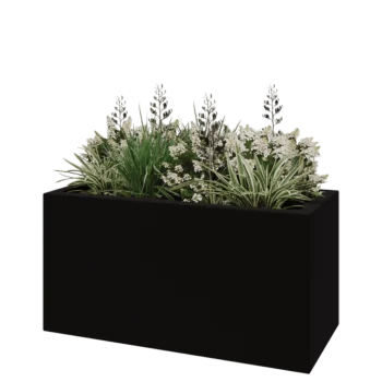 Jardinieră din fibră de sticlă - Dreptunghi - 120 x 50 x 40 cm - RAL9005 mat (negru) - Cu fund