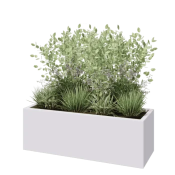 Jardinieră din fibră de sticlă - Dreptunghi - 120 x 40 x 40 cm - RAL9010 mat (alb) - Cu fund