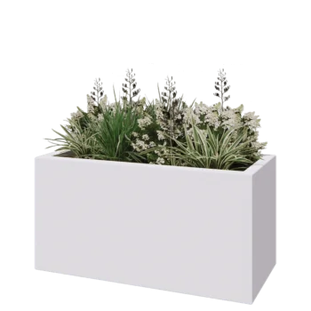 Jardinieră din fibră de sticlă - Dreptunghi - 120 x 50 x 40 cm - RAL9010 mat (alb) - Cu fund