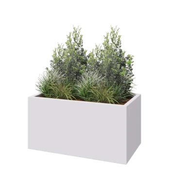 Jardinieră din fibră de sticlă - Dreptunghi - 100 x 50 x 50 cm - RAL9010 mat (alb) - Cu fund