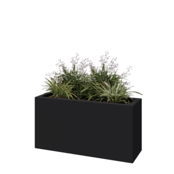 Jardinieră din fibră de sticlă - Dreptunghi - 100 x 30 x 50 cm - RAL7021 mat (gri negru) - Cu fund