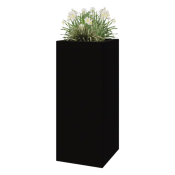 Jardinieră din fibră de sticlă - Pătrat - 50 x 50 x 120 cm - RAL9005 mat (negru) - Cu fund